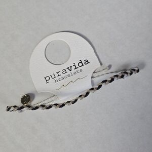 Pura Vida Braided Mini Multi Strand Zebra Bracelet Tan Black White P Charm